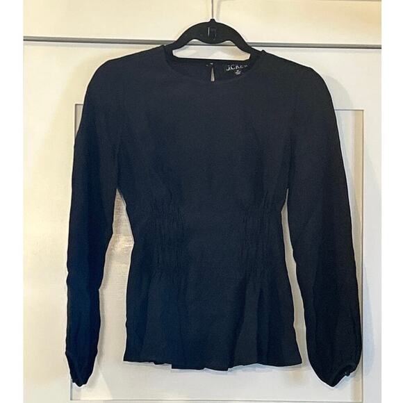 J. Crew Shirred-waist top in viscose crepe black size 00 - Picture 2 of 4